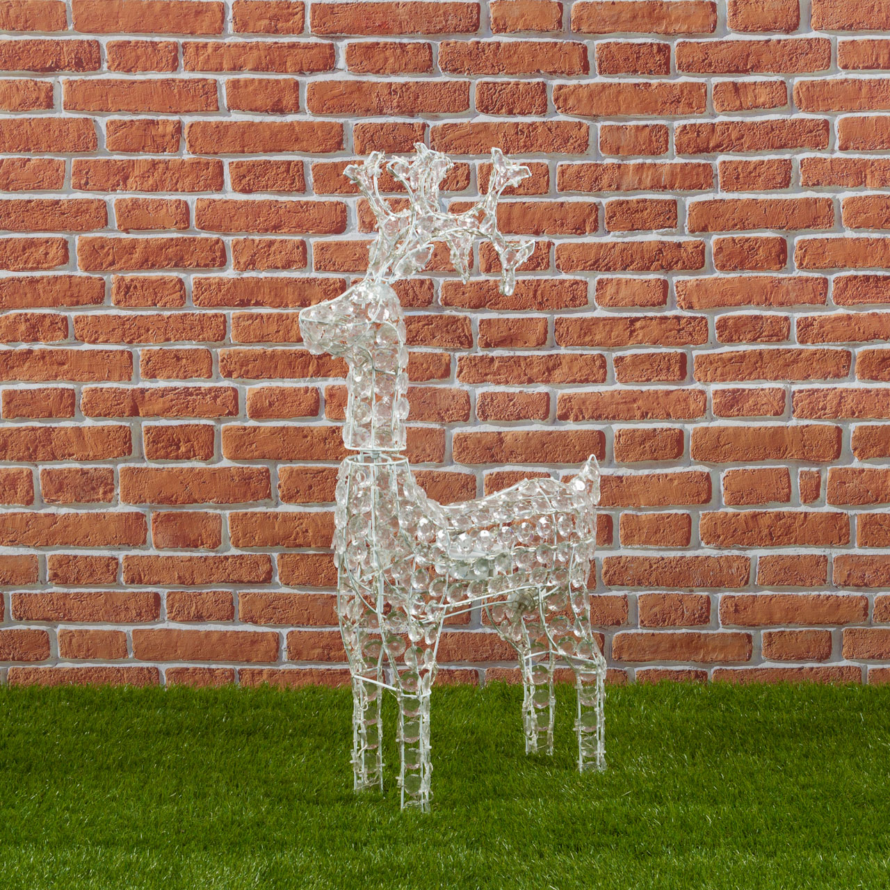 Stehendes Rentier mit Acryl Kristallen, h 90 cm, 200 LEDs kaltweiß 4 Stehendes Rentier mit Acryl Kristallen, h 90 cm, 200 LEDs kaltweiß 4