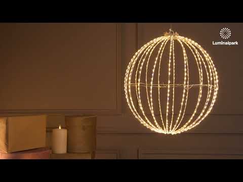 3D klappbare weiße Sphäre, 3D; Ø 40 cm, 720 warmweiße und kaltweiße Micro-LEDs, für  Innenbereich
 2