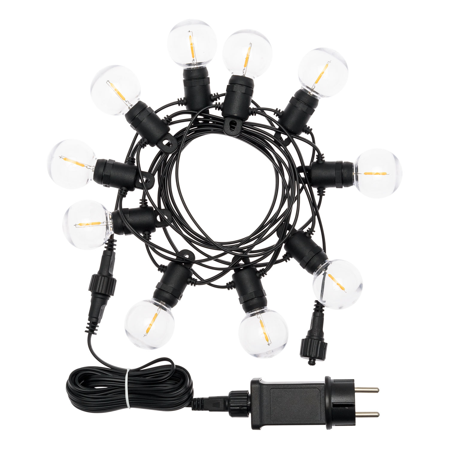 Catena Party light 16 m, 40 lampadine trasparenti Ø 40 mm, led bianco caldo, prolungabile 6 Catena Party light 16 m, 40 lampadine trasparenti Ø 40 mm, led bianco caldo, prolungabile 6
