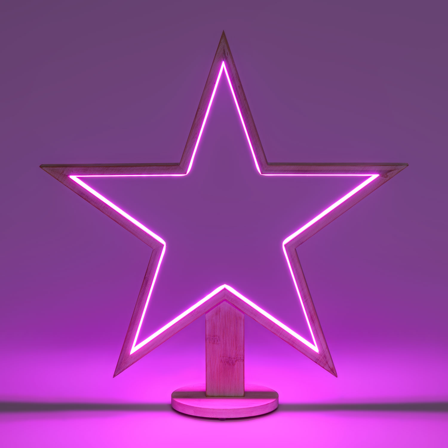 Étoile avec base en bois blanchi, 55 cm, led RGB et Blanc Chaud 29 Étoile avec base en bois blanchi, 55 cm, led RGB et Blanc Chaud 29