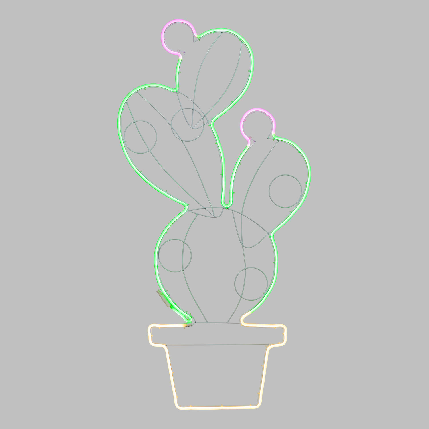 Potted Prickly Pear Neon Lights SMD, h. 117 cm, Warm White Green and Pink Leds 2 Potted Prickly Pear Neon Lights SMD, h. 117 cm, Warm White Green and Pink Leds 2