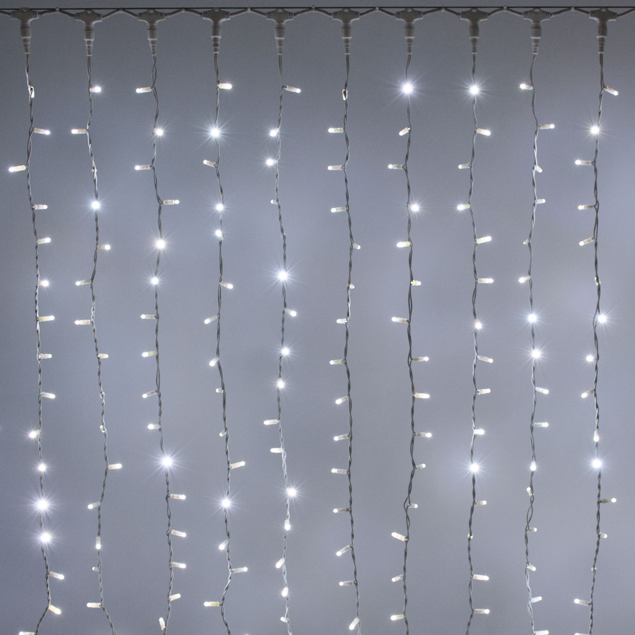 Cortina 2 x h 3 m, 608 maxiled blanco frío, cable blanco, prolongable 2