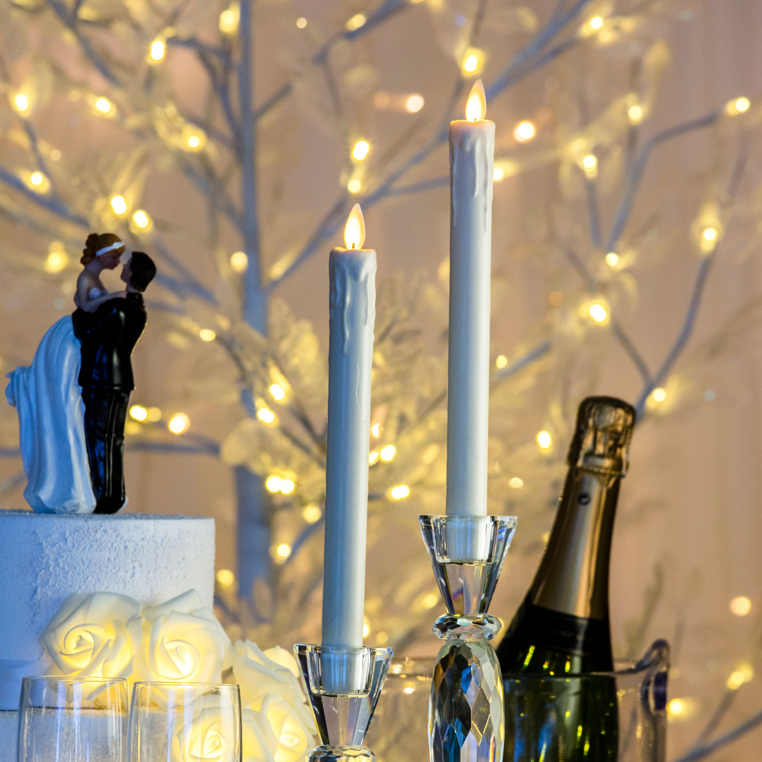 Set 2 candele sottili con gocce, h 23 cm Set 2 candele sottili con gocce, h 23 cm