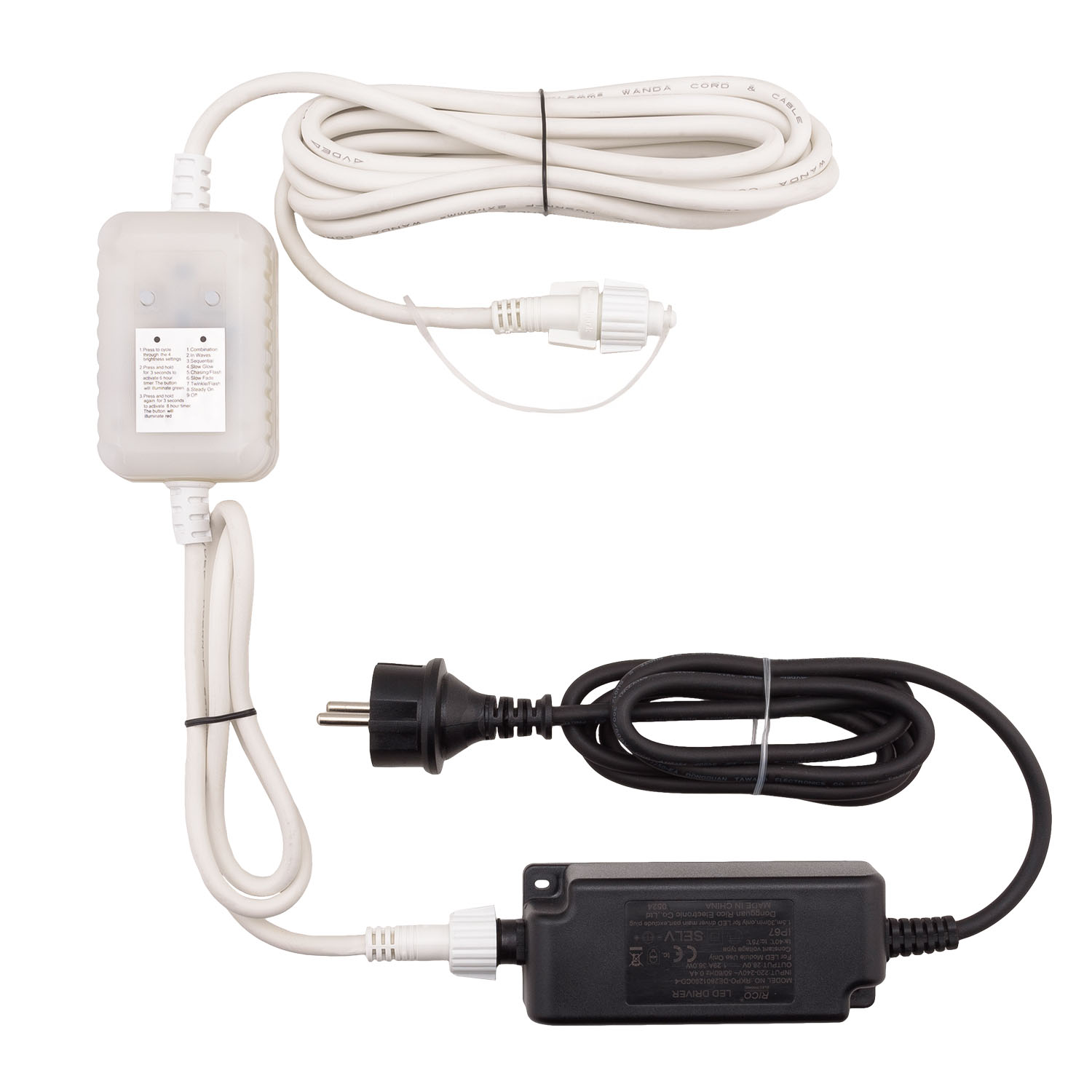 Tranfo Connect+ mit Controller bis zu 2400 LEDs, Lichtspiele und Dauerlicht, weiße Kabel Tranfo Connect+ mit Controller bis zu 2400 LEDs, Lichtspiele und Dauerlicht, weiße Kabel