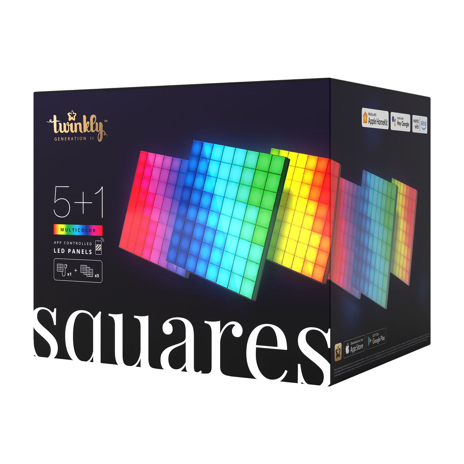 Twinkly Squares, 6 pannelli con 64 RGB Pixel Led, starter kit 11 Twinkly Squares, 6 pannelli con 64 RGB Pixel Led, starter kit 11