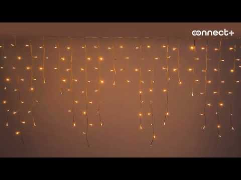 Eisregen-Lichterkette Connect+ 2 x H 0,8 m, 140 LEDs warm- und kaltweiß, transparentes Kabel, Erweiterbar 2