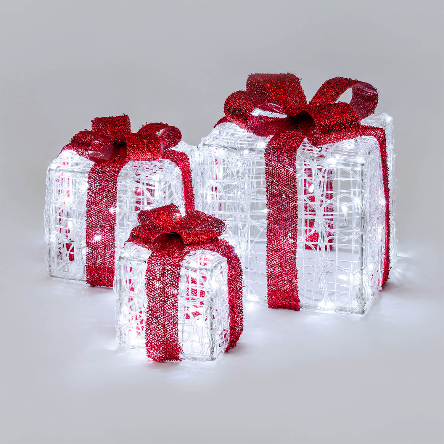 Set 3 Pacchi Regalo in acrilico, 120 Dual Color LED bianco caldo e bianco freddo  9