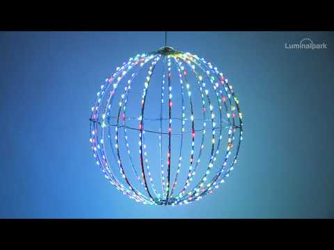 Esfera 3D plegable de metal blanco Ø 30 cm, microled RGB cambia color 2 Esfera 3D plegable de metal blanco Ø 30 cm, microled RGB cambia color 2