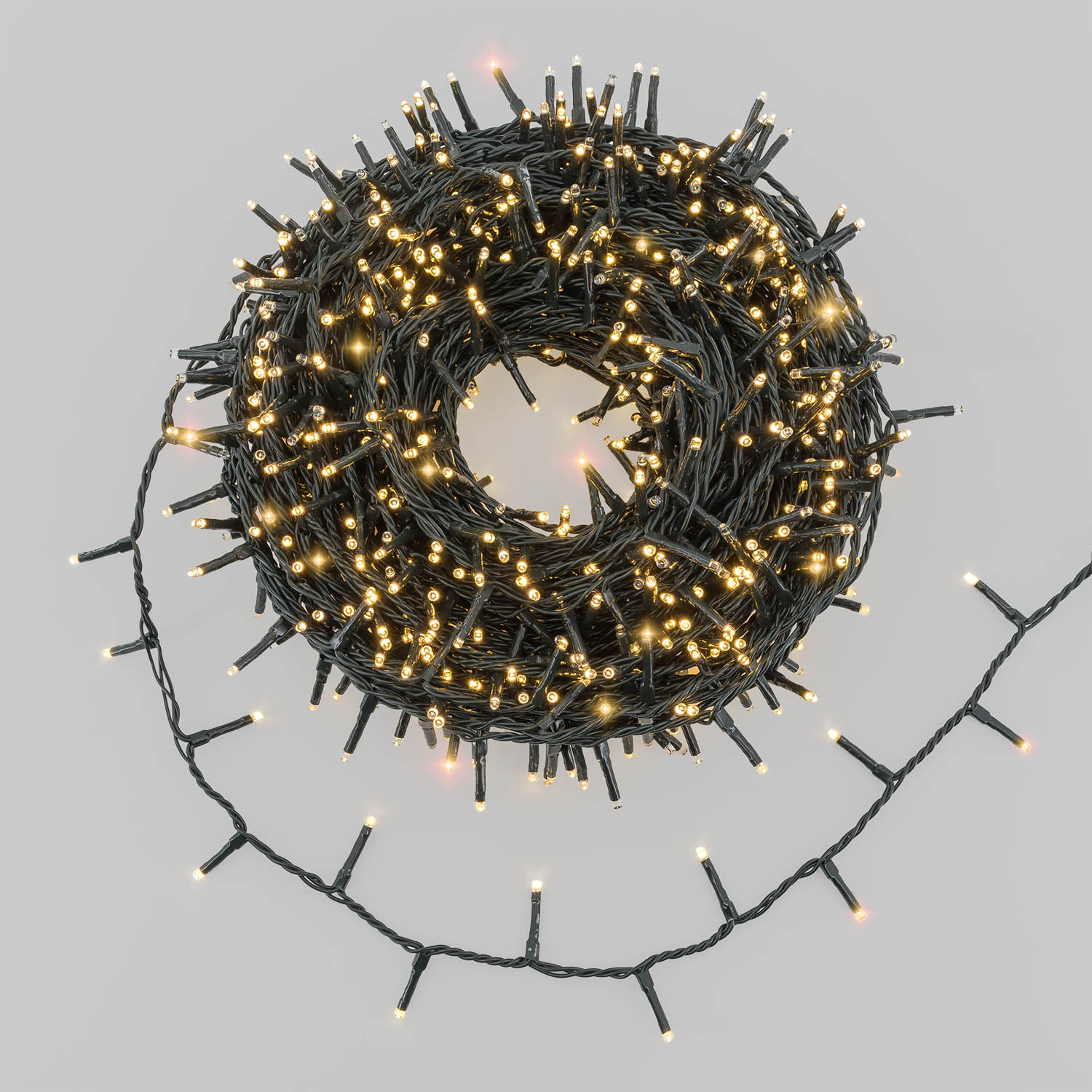 Catena 30 m, 1000 miniled bianco caldo, cavo verde