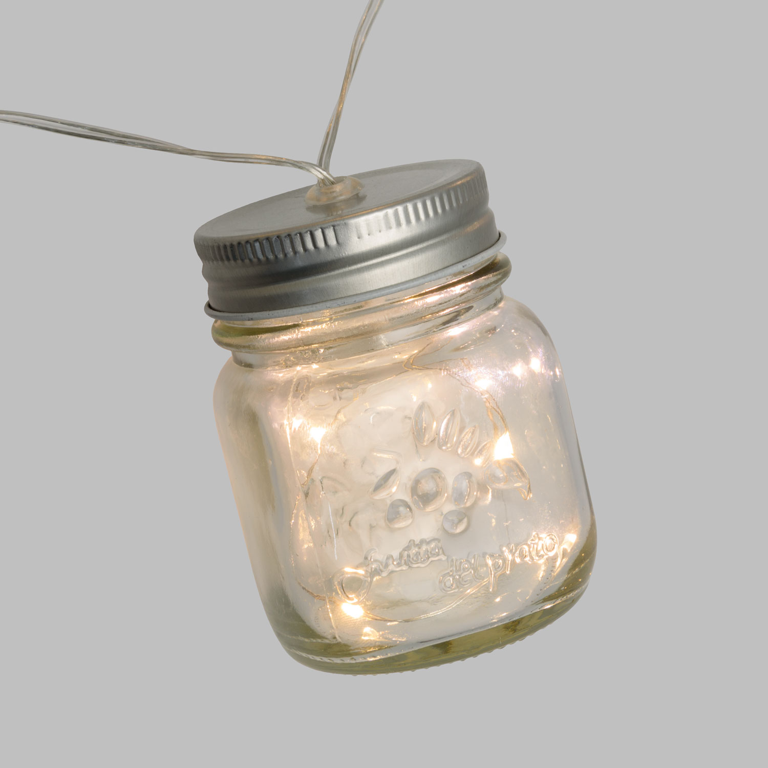 Catena luminosa di vasetti in vetro, microled bianco caldo 6 Catena luminosa di vasetti in vetro, microled bianco caldo 6