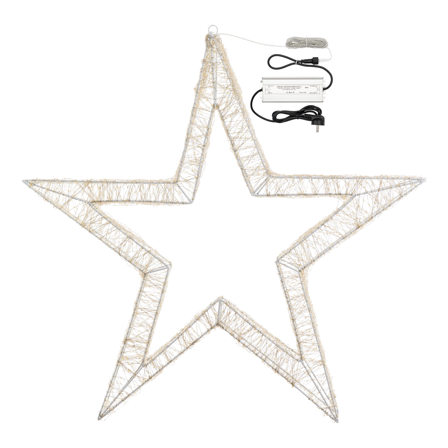 Stern Weiß 3D Ø 110 cm, 7000 Micro LED mit hoher Dichte Warmweiß und Kaltweiß 4 Stern Weiß 3D Ø 110 cm, 7000 Micro LED mit hoher Dichte Warmweiß und Kaltweiß 4