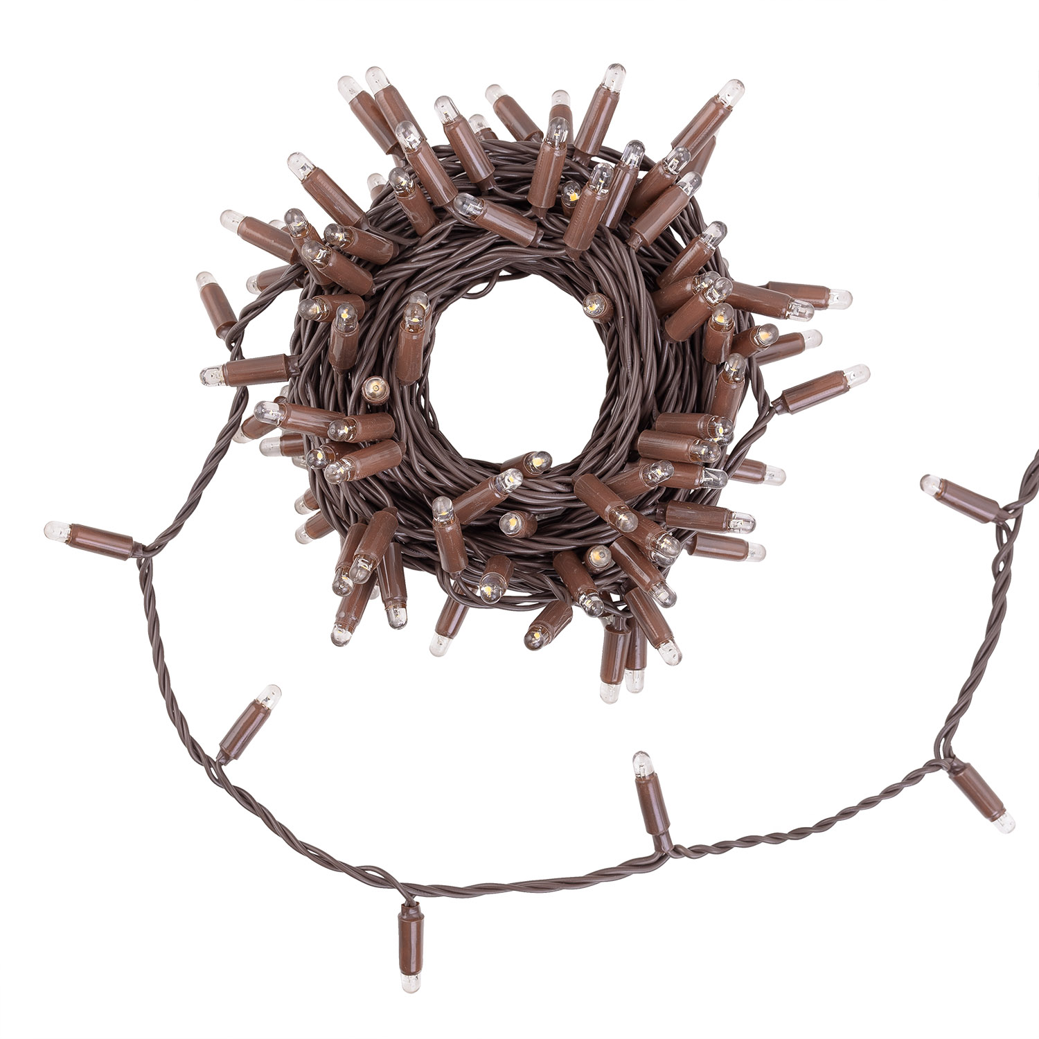 12 m Warm White Connect ProLine 36V String Lights, 120 maxiLEDs, brown cable, connectable 7