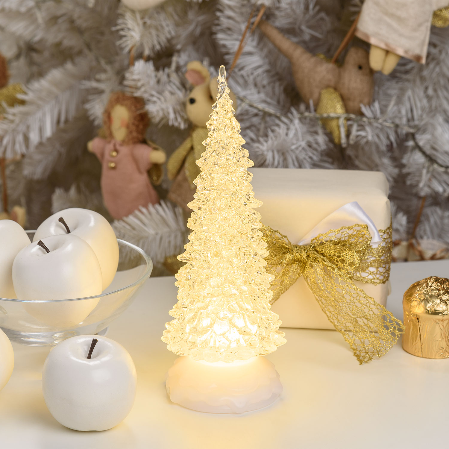 Sapin de Noël Acrylique effet Glaçé, led blanc chaud 1 Sapin de Noël Acrylique effet Glaçé, led blanc chaud 1