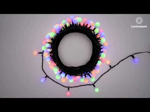 Lichterkette 20 m, 200 Mini-Kugeln Ø 15 mm, Dual Color LED Warmweiß und Multicolor, grünes Kabel 2 Lichterkette 20 m, 200 Mini-Kugeln Ø 15 mm, Dual Color LED Warmweiß und Multicolor, grünes Kabel 2