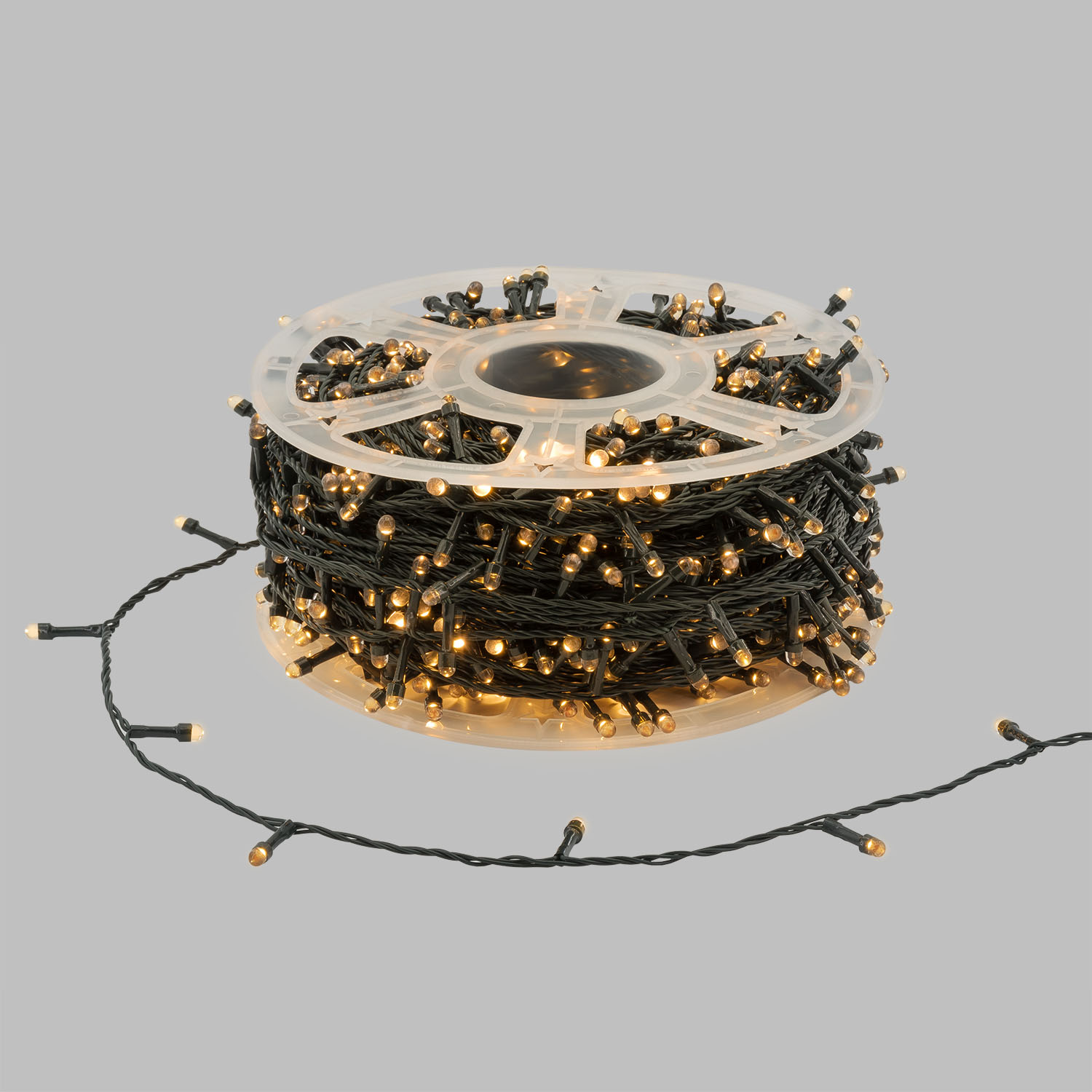 Catena 100 m, 1000 led Convex Ø 7 mm, bianco caldo, cavo verde