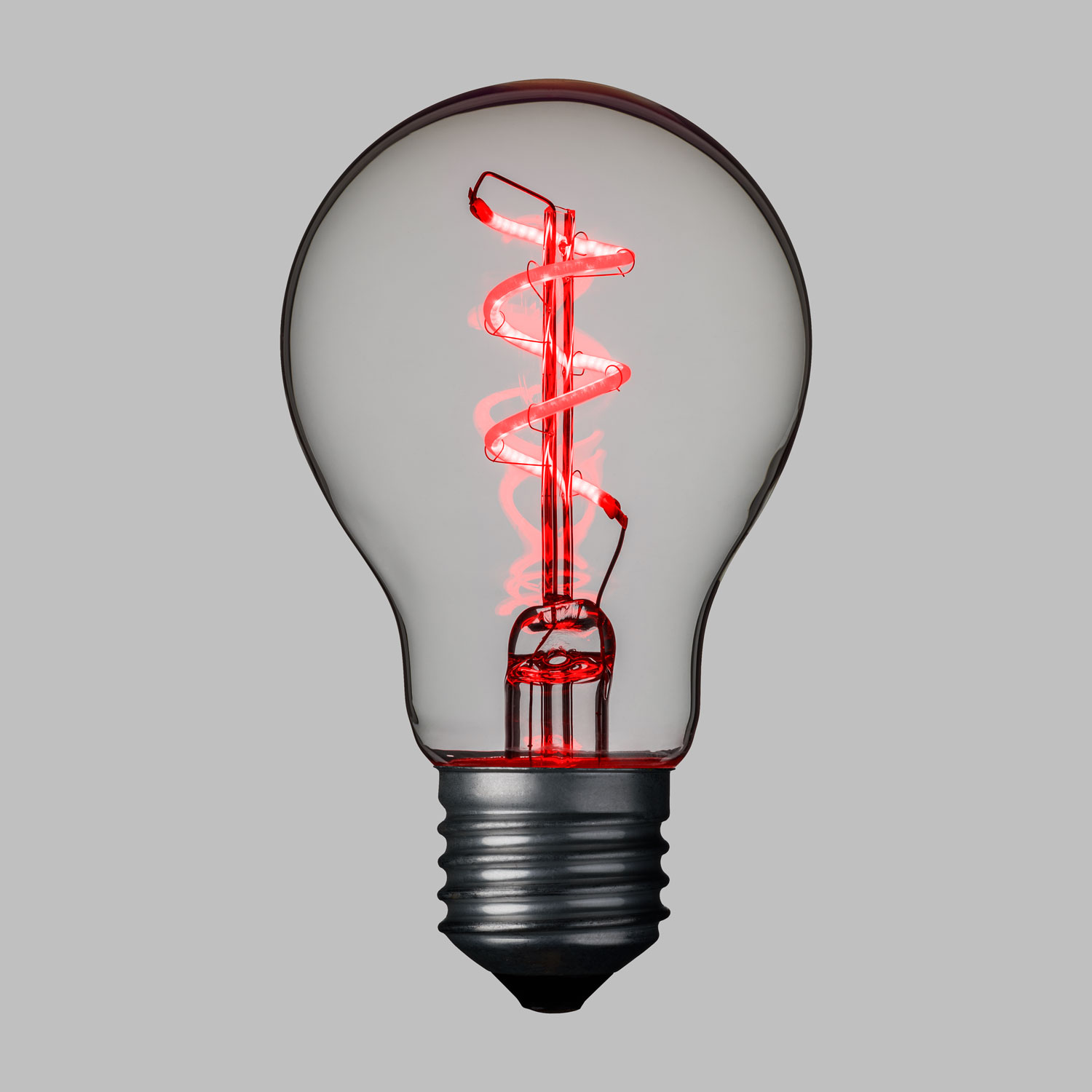 Serie VINTAGE LED 36V, Lampadina a goccia Ø 60 mm in vetro, led a spirale, rosso Serie VINTAGE LED 36V, Lampadina a goccia Ø 60 mm in vetro, led a spirale, rosso
