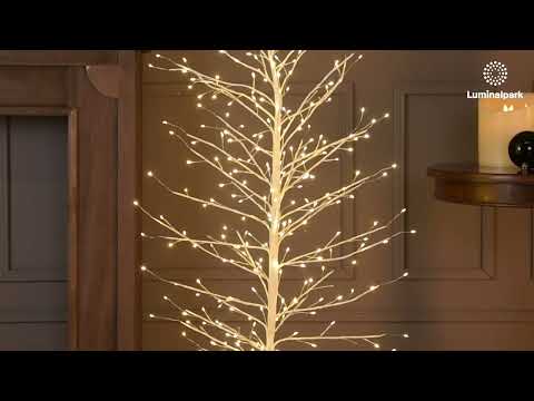 Lindenzweig-Baum weiß, Höhe 1,2 m, 330 warmweiße Mikro-LEDs, Innenbereich 2