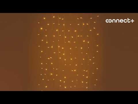 Cortina Connect+ 1 x h 1,5 m, 150 led blanco cálido y blanco frío, cable transparente, prolongable 2
