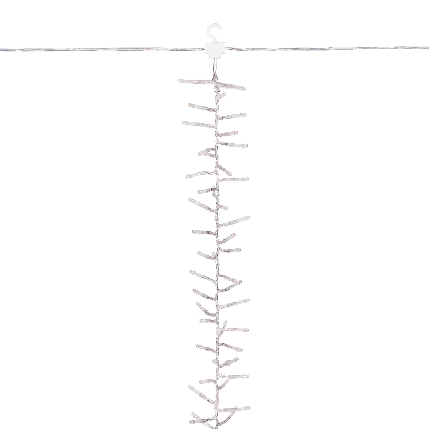 Cascade de lumière Connect+ 3 rubans, 300 led blanc chaud, câble transparent, prolongeable 10