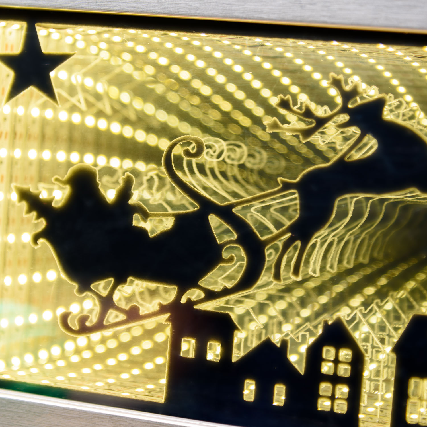 Warm White Leds Picture with Santa Claus flying on his Sleigh 2 Warm White Leds Picture with Santa Claus flying on his Sleigh 2