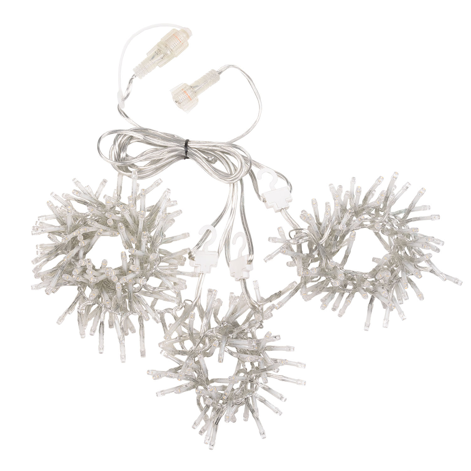 Cascade de lumière Connect+ 3 rubans, 300 led blanc chaud, câble transparent, prolongeable 11