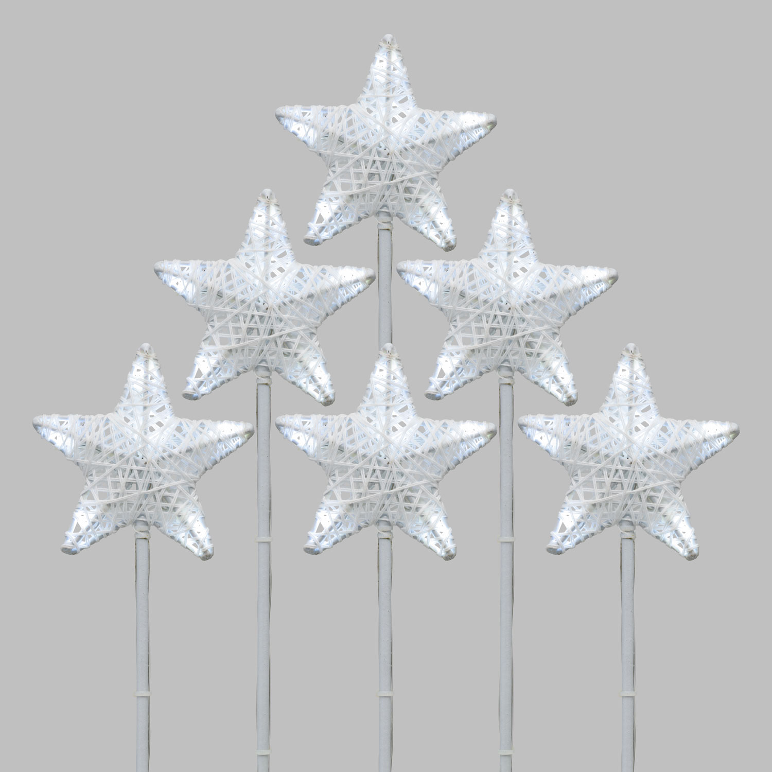 Lot de 6 Étoiles 3D Ø 10 cm avec piquet, 36 aux deux couleurs LED blanc chaud et froid 12 Lot de 6 Étoiles 3D Ø 10 cm avec piquet, 36 aux deux couleurs LED blanc chaud et froid 12