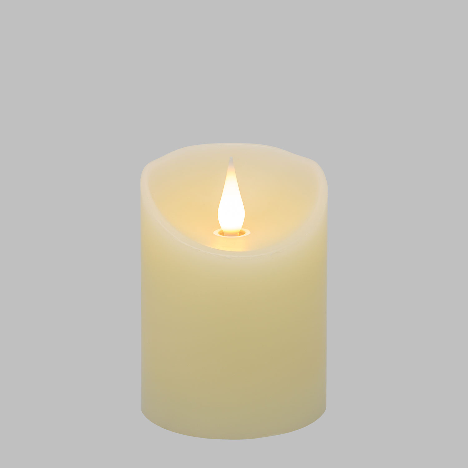 Pillar Candle with 3D flame, shiny smooth ivory wax, h 10 cm 4 Pillar Candle with 3D flame, shiny smooth ivory wax, h 10 cm 4