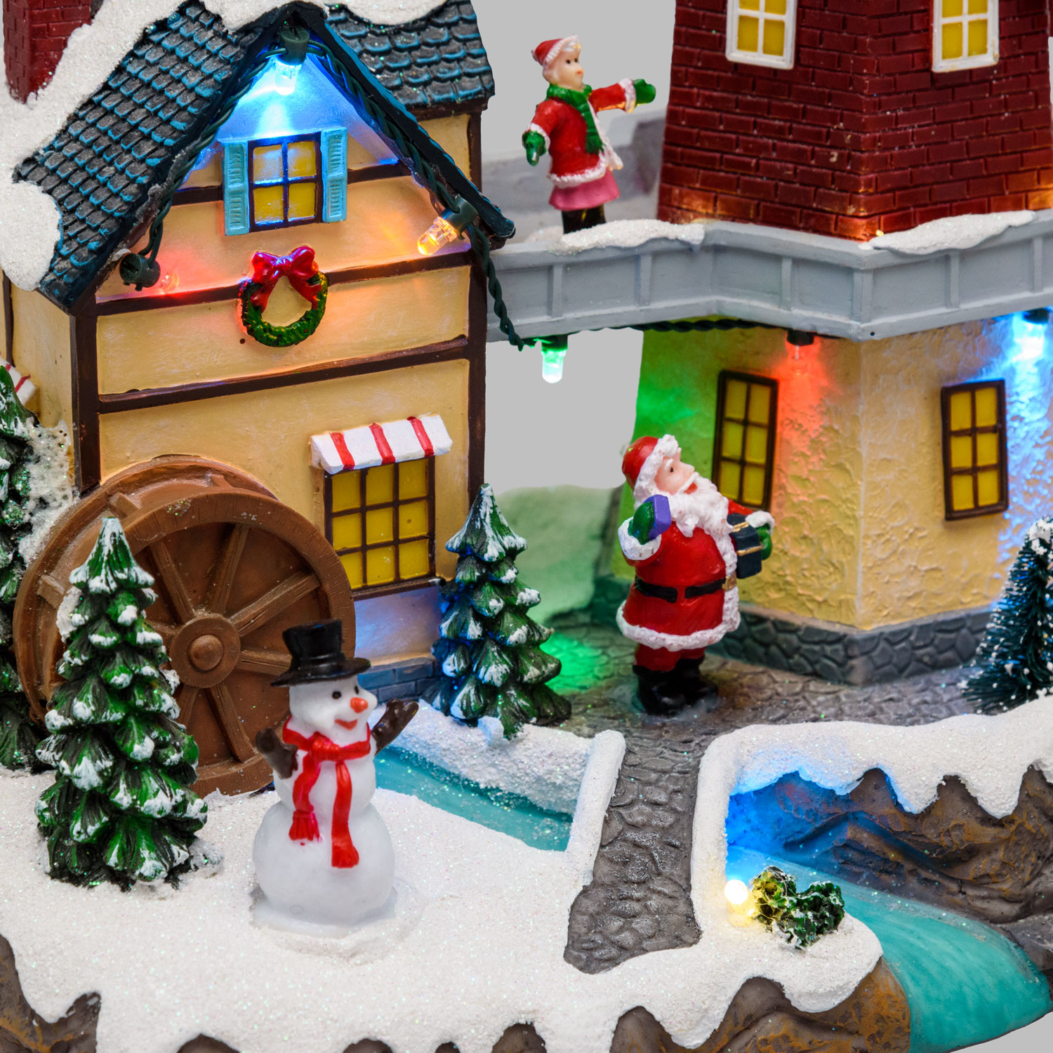 Weihnachtsdorf aus Polyresin, rotierende Windmühle, h 23 cm, mit Weihnachtsliedern 3 Weihnachtsdorf aus Polyresin, rotierende Windmühle, h 23 cm, mit Weihnachtsliedern 3