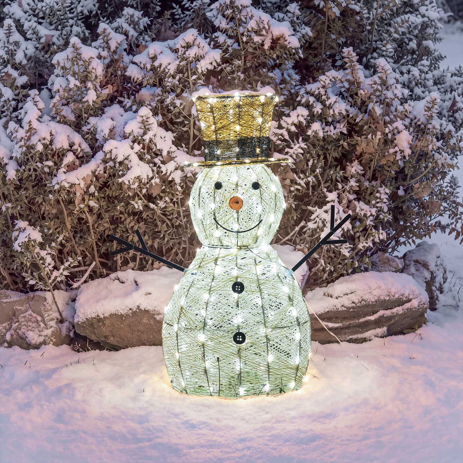 Pupazzo di Neve 3D Light Cream & Brown, h 70 cm, 160 Dual LED bianco extra caldo e bianco freddo 14
