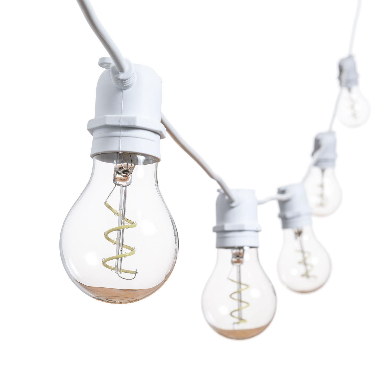Catena 5 m, 10 lampadine goccia Ø 60 mm, led bianco freddo a spirale, prolungabile 2 Catena 5 m, 10 lampadine goccia Ø 60 mm, led bianco freddo a spirale, prolungabile 2