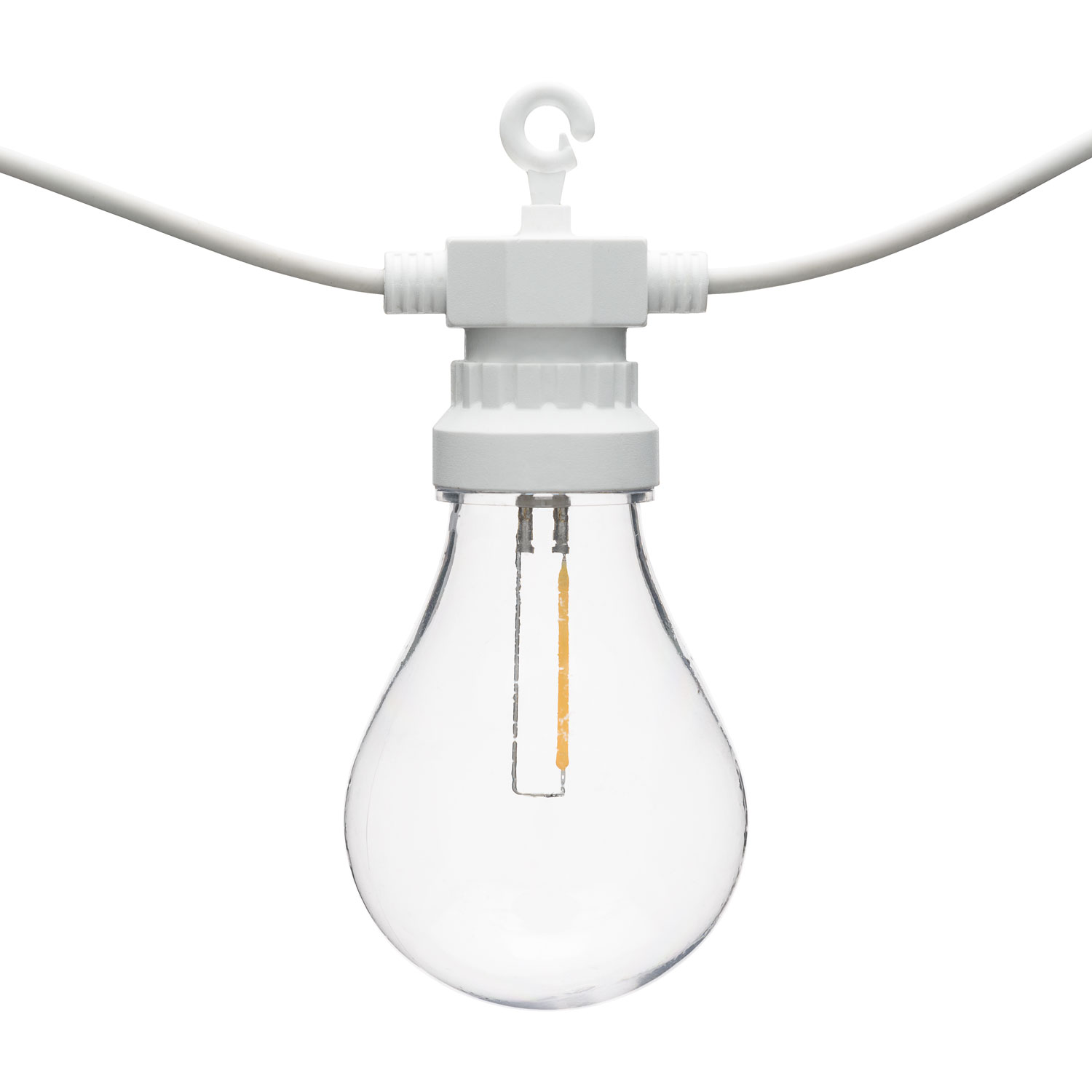 LED Filament-Lichterkette 5,5 m, 10 Tropfenbirnen, weißes Kabel 4 LED Filament-Lichterkette 5,5 m, 10 Tropfenbirnen, weißes Kabel 4