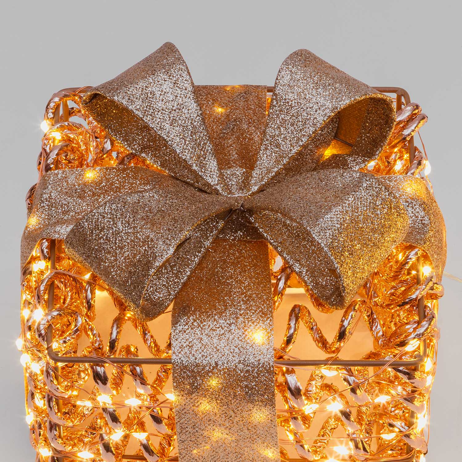 Set 3 Pacchi Regalo luminosi 3D Rose Gold, filo a spirale, led bianco caldo 6