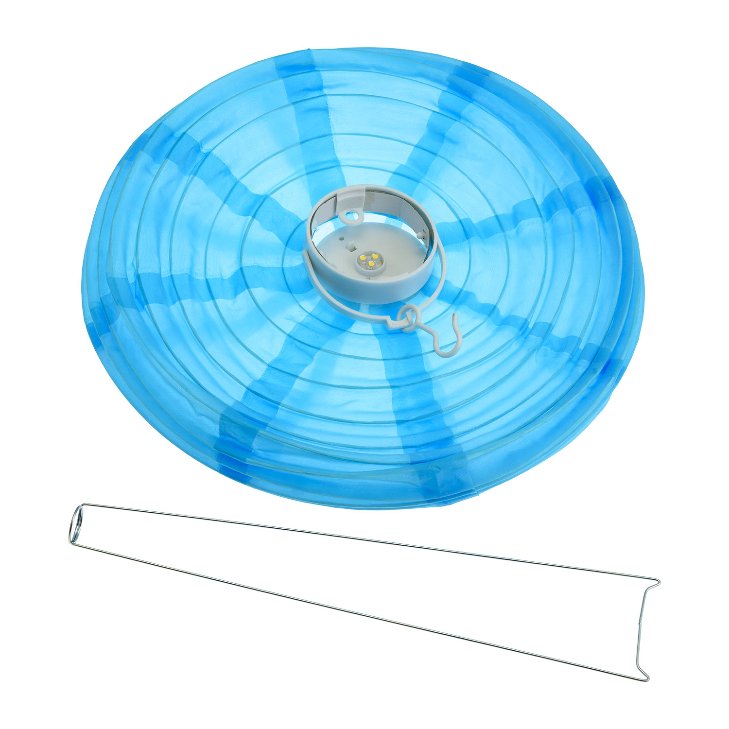 Lanterna luminosa in tessuto blu Ø 30 cm, led bianco caldo 3 Lanterna luminosa in tessuto blu Ø 30 cm, led bianco caldo 3