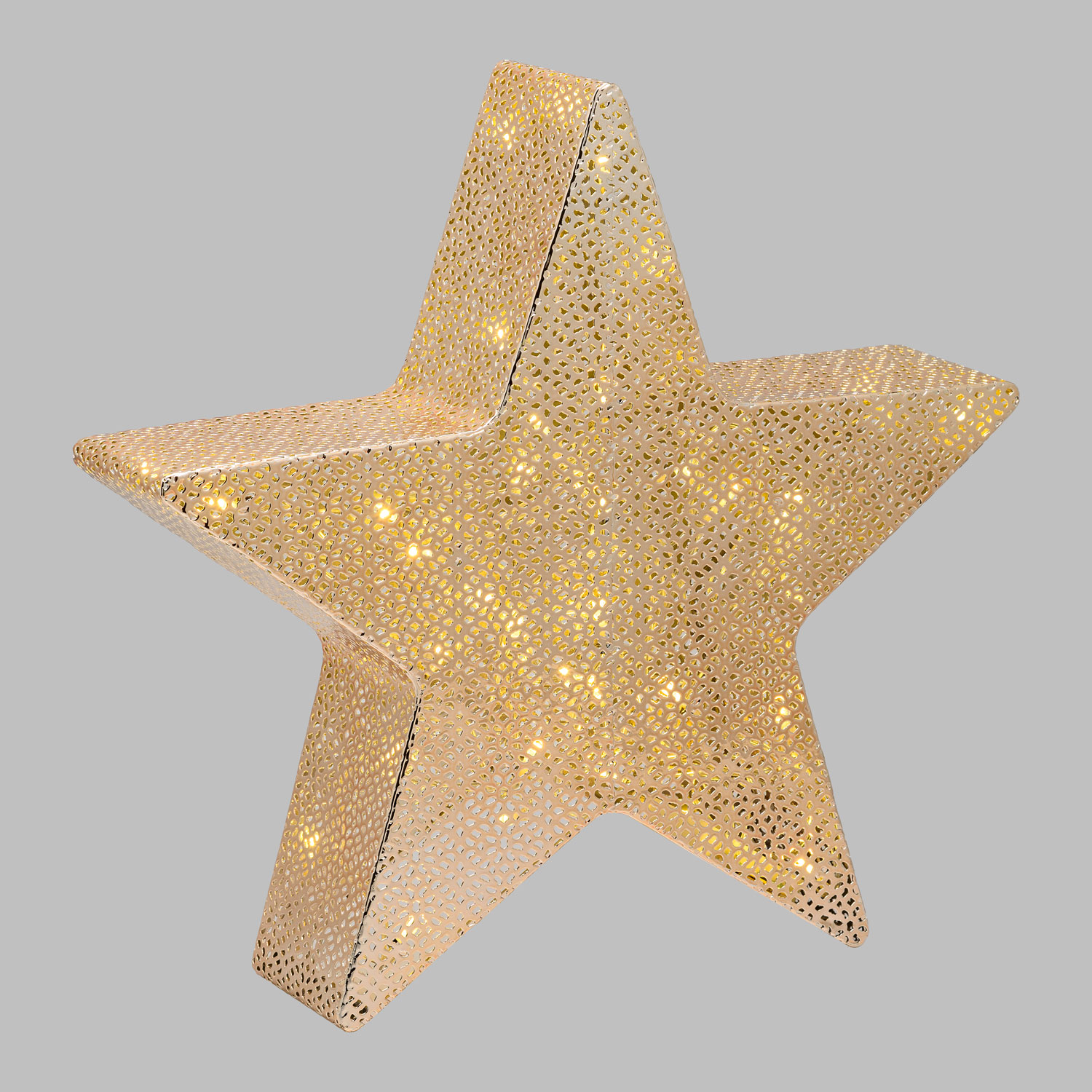 Estrella de metal perforado champagne Ø 40cm, led blanco cálido 3 Estrella de metal perforado champagne Ø 40cm, led blanco cálido 3