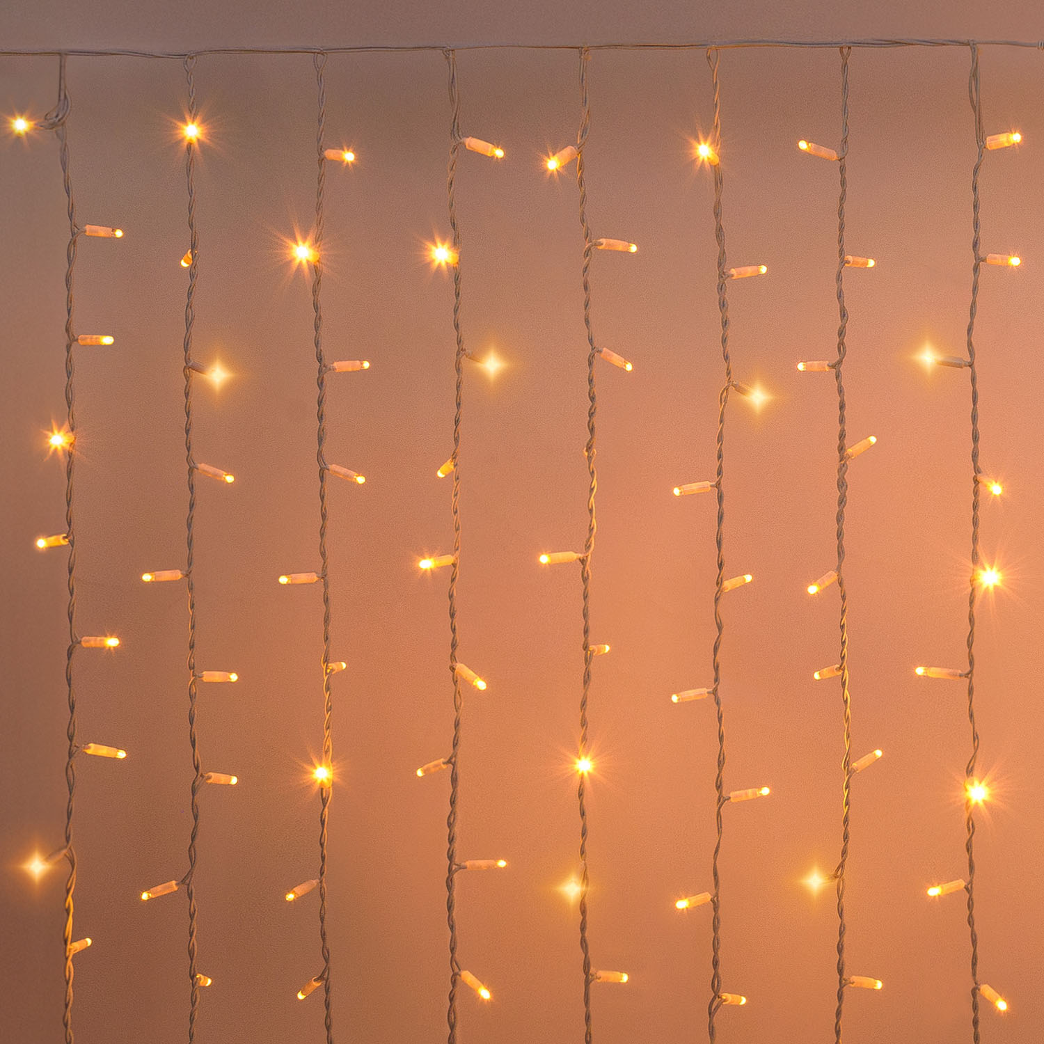 Cortina 2 x h 3 m, 480 maxiled blanco cálido, cable blanco, prolongable, IP67 2