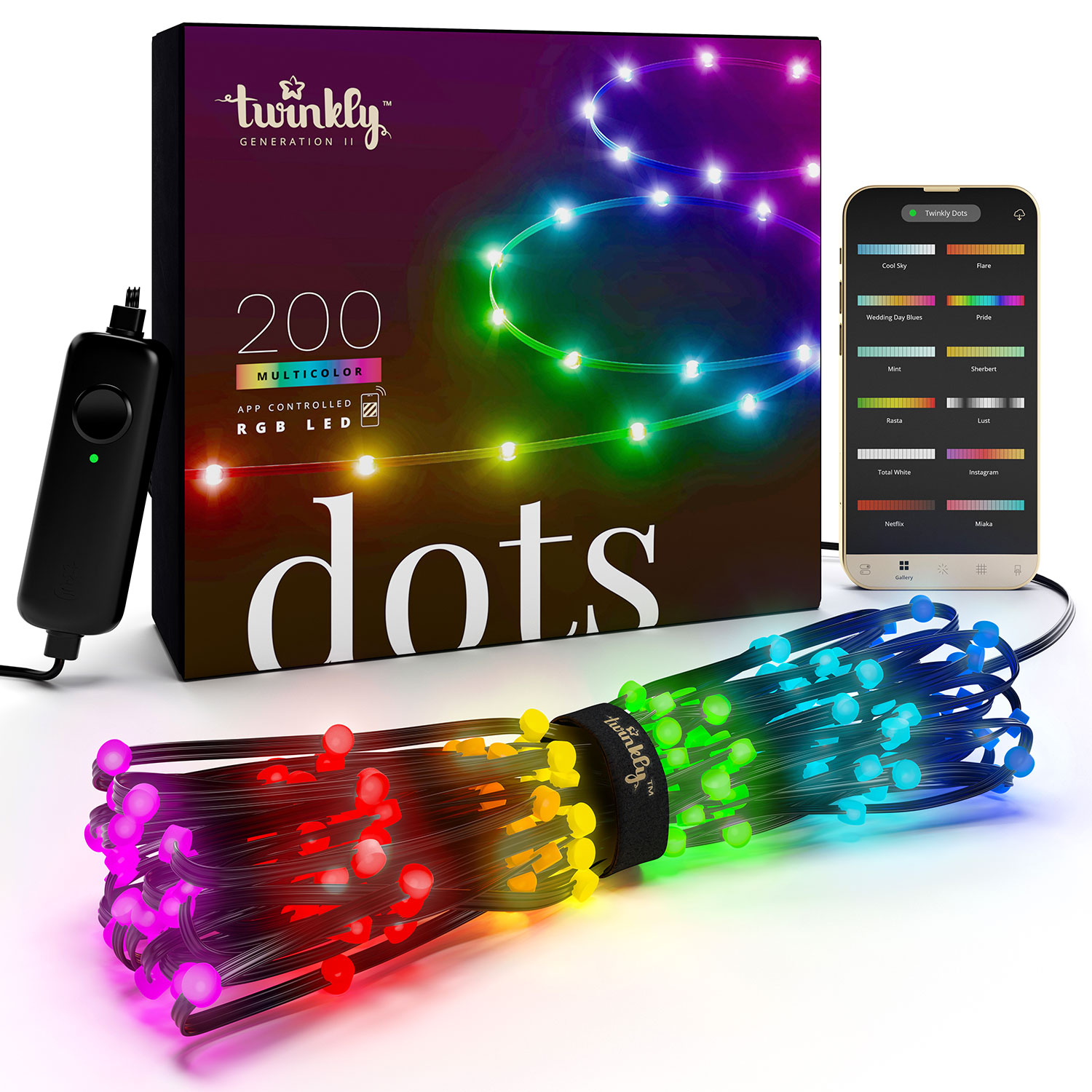 Guirlande Twinkly Dots, 10 mètres, 200 led RGB 1 Guirlande Twinkly Dots, 10 mètres, 200 led RGB 1