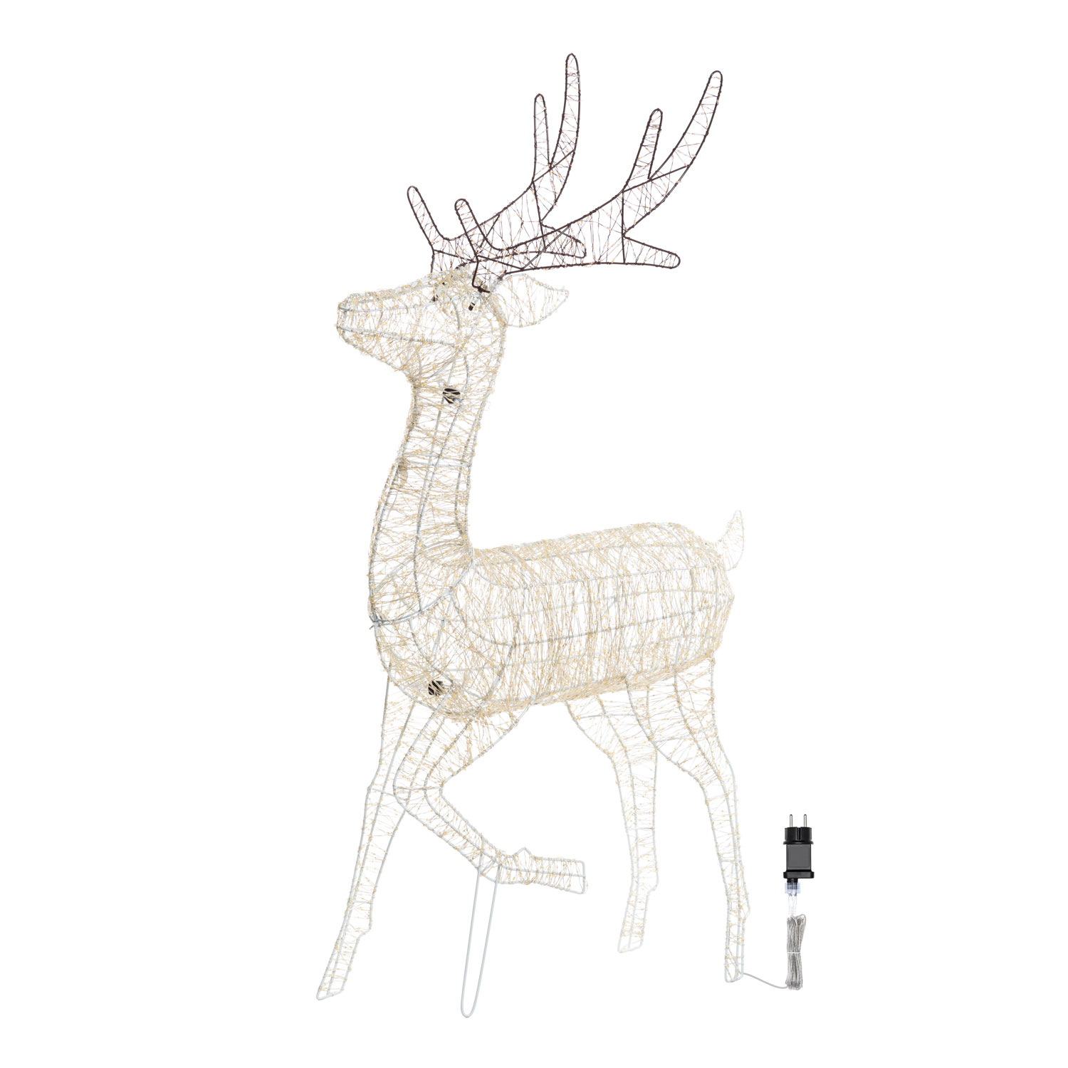 3D-Rentier mit angehobener Hufe, H. 130 cm, 5560 Mikro-LEDs mit hoher Anzahl in Warmweiß und Kaltweiß 3 3D-Rentier mit angehobener Hufe, H. 130 cm, 5560 Mikro-LEDs mit hoher Anzahl in Warmweiß und Kaltweiß 3