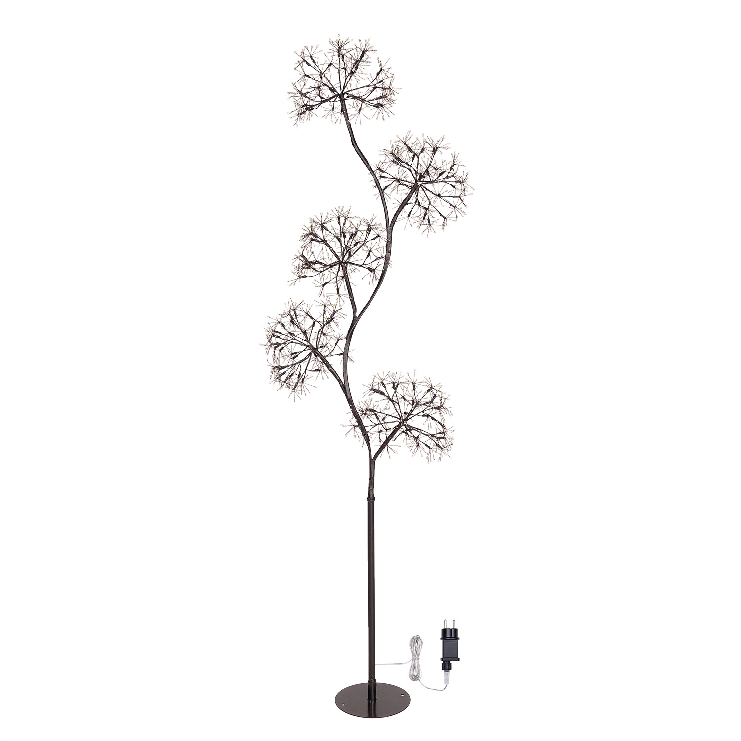 Schwarzer Baum RICCO mit 5 Straußzweigen, Höhe 1,20 m, 1200 warmweiße MicroLEDs, für den Innenbereich 4 Schwarzer Baum RICCO mit 5 Straußzweigen, Höhe 1,20 m, 1200 warmweiße MicroLEDs, für den Innenbereich 4