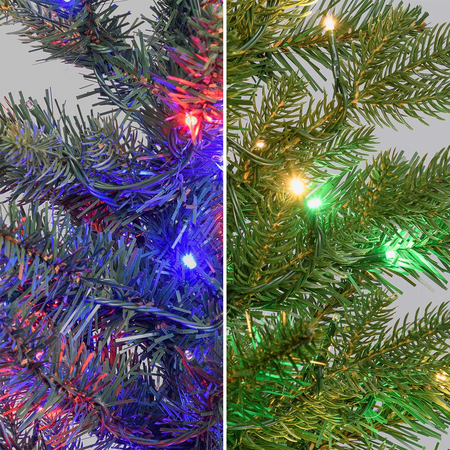 Alpenbaum aus künstlichem Tannengrün mit Jutesockel, 90 cm, 180 integrierte Multicolor-Mini-LEDs 10