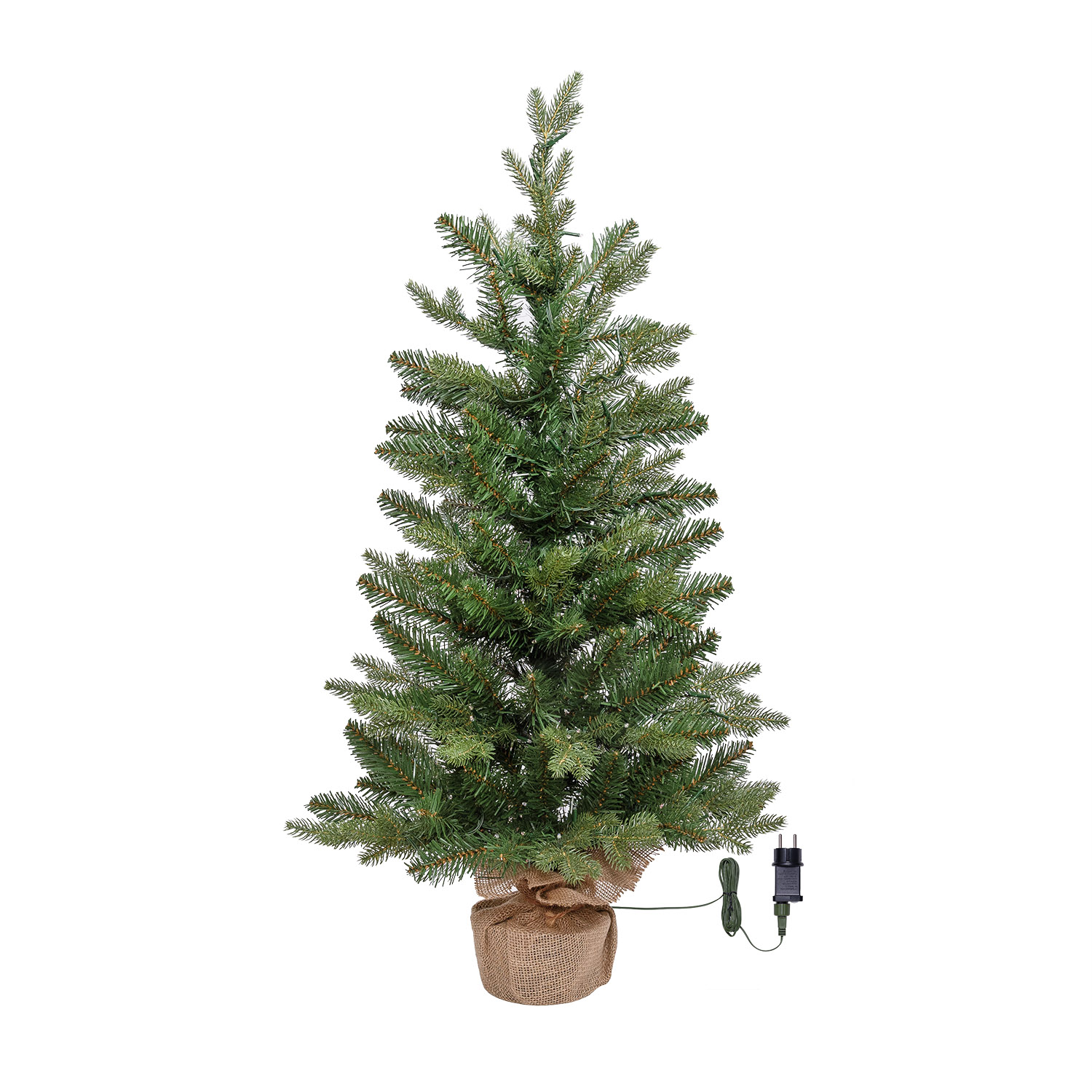 Alpenbaum aus künstlichem Tannengrün mit Jutesockel, 90 cm, 180 integrierte Multicolor-Mini-LEDs 3