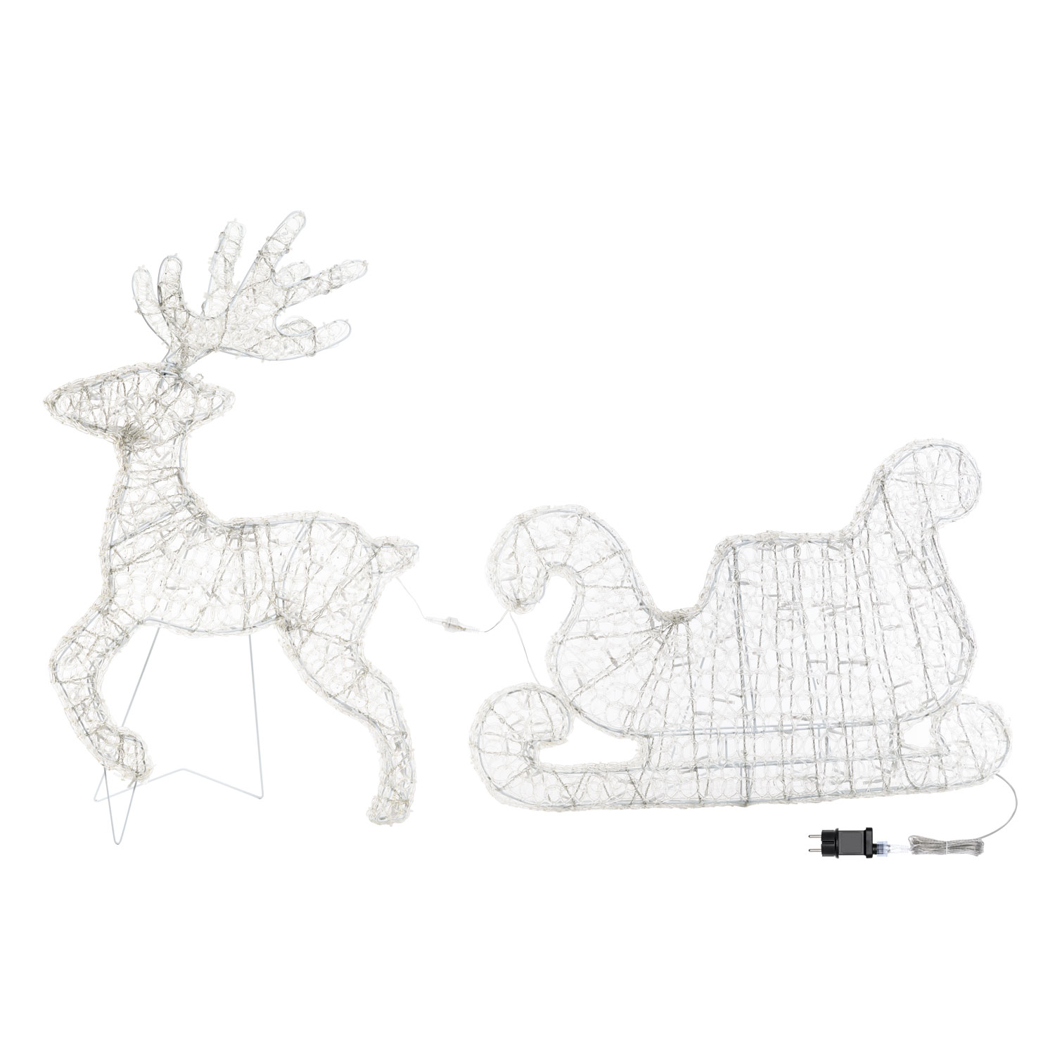 Reno al galope con trineo Thin 3D, h 85 cm, led blanco frío 4 Reno al galope con trineo Thin 3D, h 85 cm, led blanco frío 4
