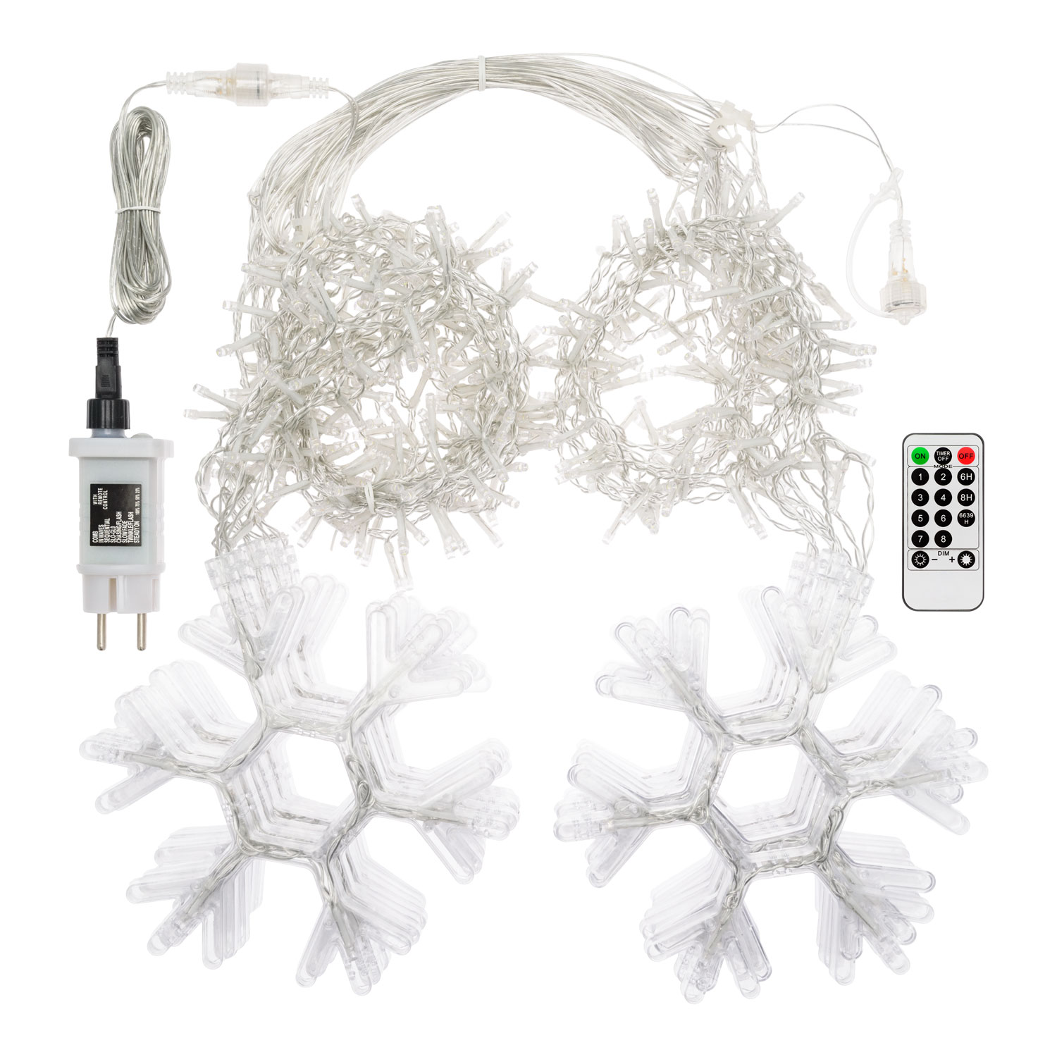 Stalattite con cristalli di neve, h 1,05 m, led bianco freddo 3 Stalattite con cristalli di neve, h 1,05 m, led bianco freddo 3