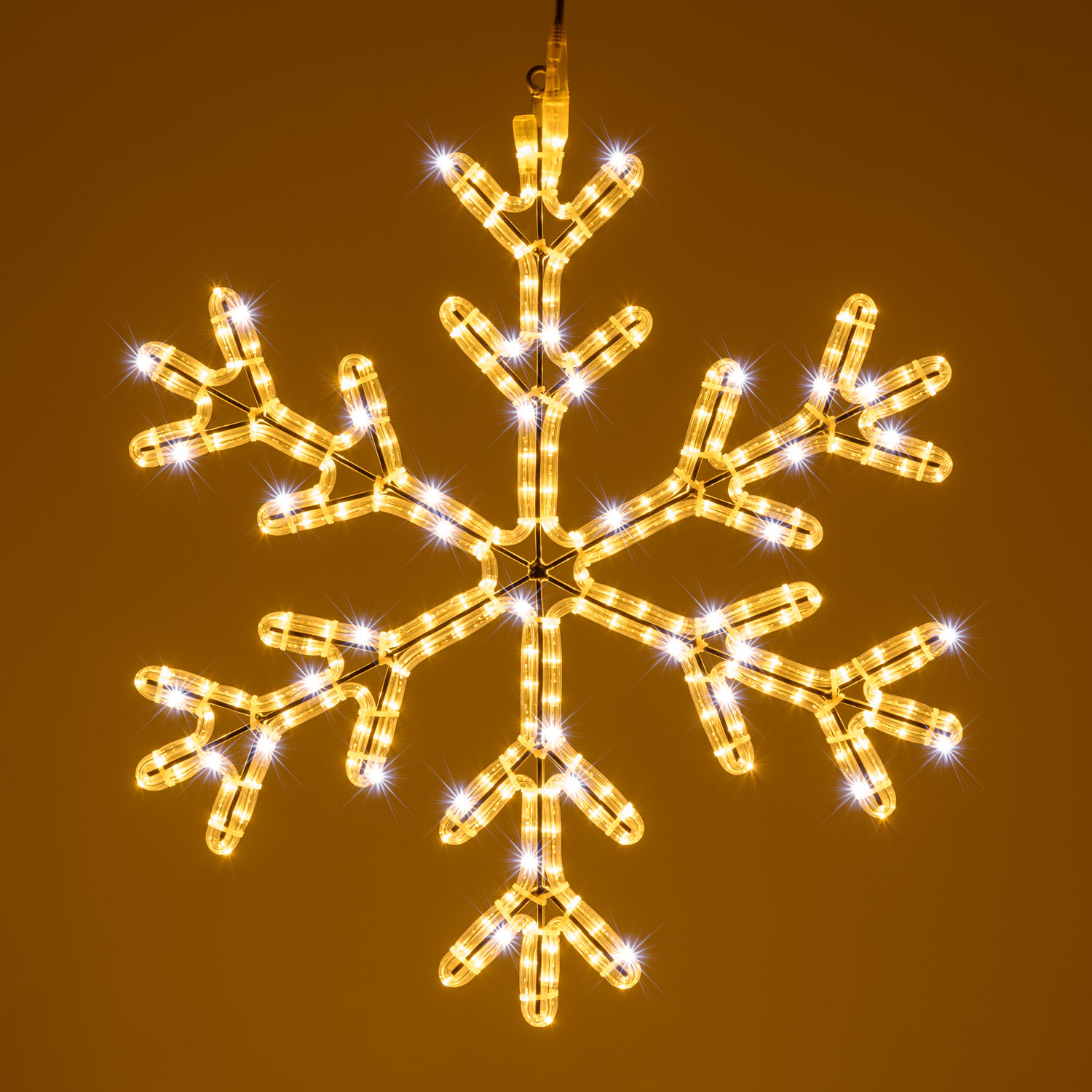 Copo de nieve de manguera luminosa, 68 x 68 cm, 253 led blanco cálido y blanco frío Copo de nieve de manguera luminosa, 68 x 68 cm, 253 led blanco cálido y blanco frío