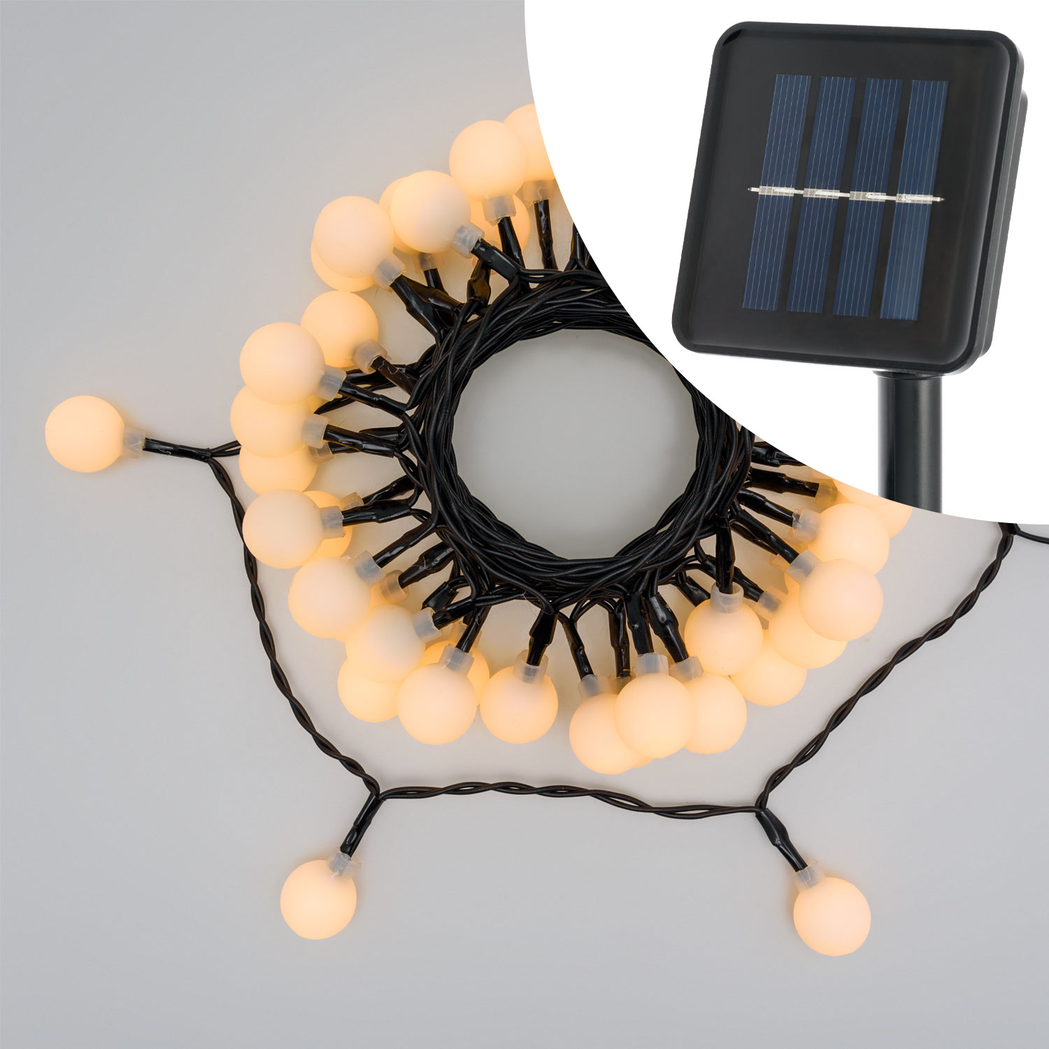Solar Dekolichterkette 5 m, 50 Kugeln Ø 20 mm, warmweiß Solar Dekolichterkette 5 m, 50 Kugeln Ø 20 mm, warmweiß