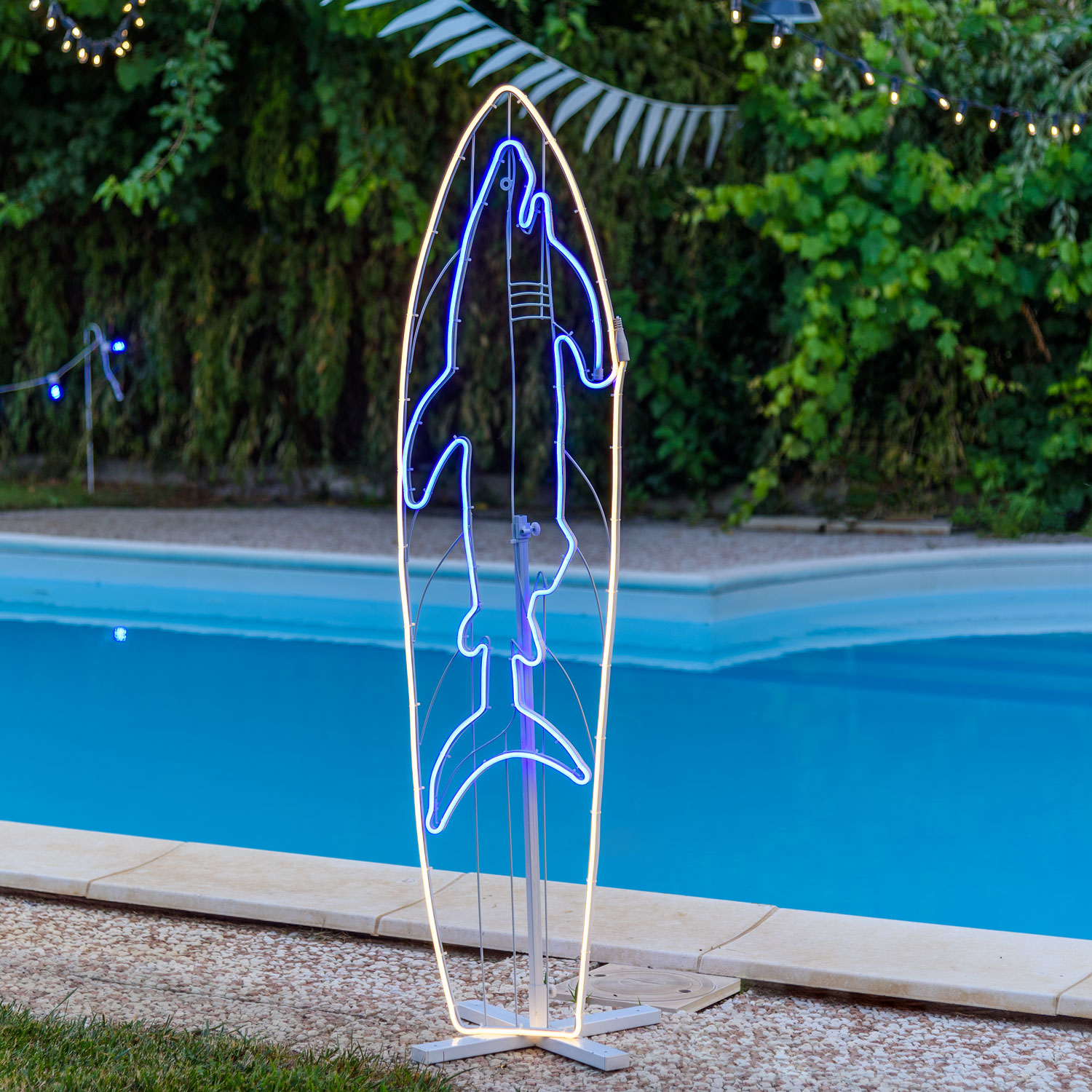 Neon Shark Surfboard Lights SMD, h. 140 cm, LEDs Neon Shark Surfboard Lights SMD, h. 140 cm, LEDs