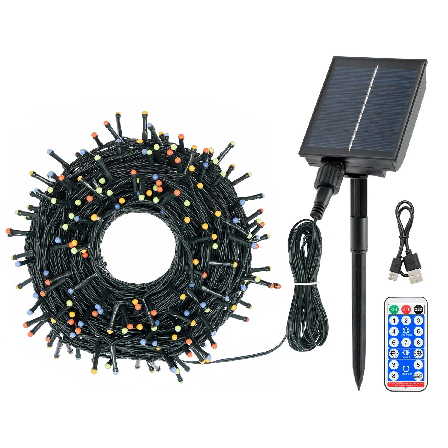 Guirlande 25 m, led multicolor, panneau solaire et transformateur inclus 3 Guirlande 25 m, led multicolor, panneau solaire et transformateur inclus 3