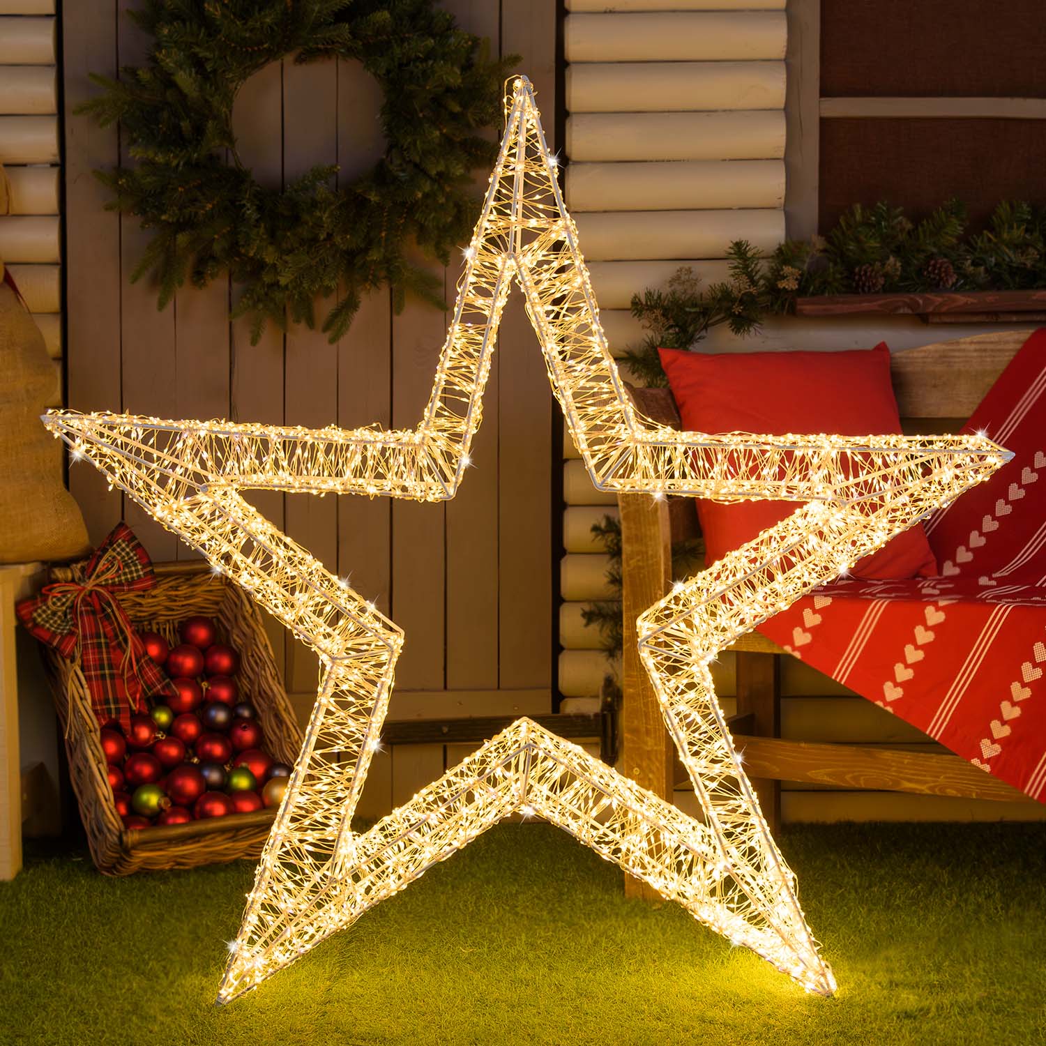 Étoile Blanche en 3D, Ø 110 cm, 7000 Microled haute densité blanc chaud et froid, utilisation en intérieur Étoile Blanche en 3D, Ø 110 cm, 7000 Microled haute densité blanc chaud et froid, utilisation en intérieur