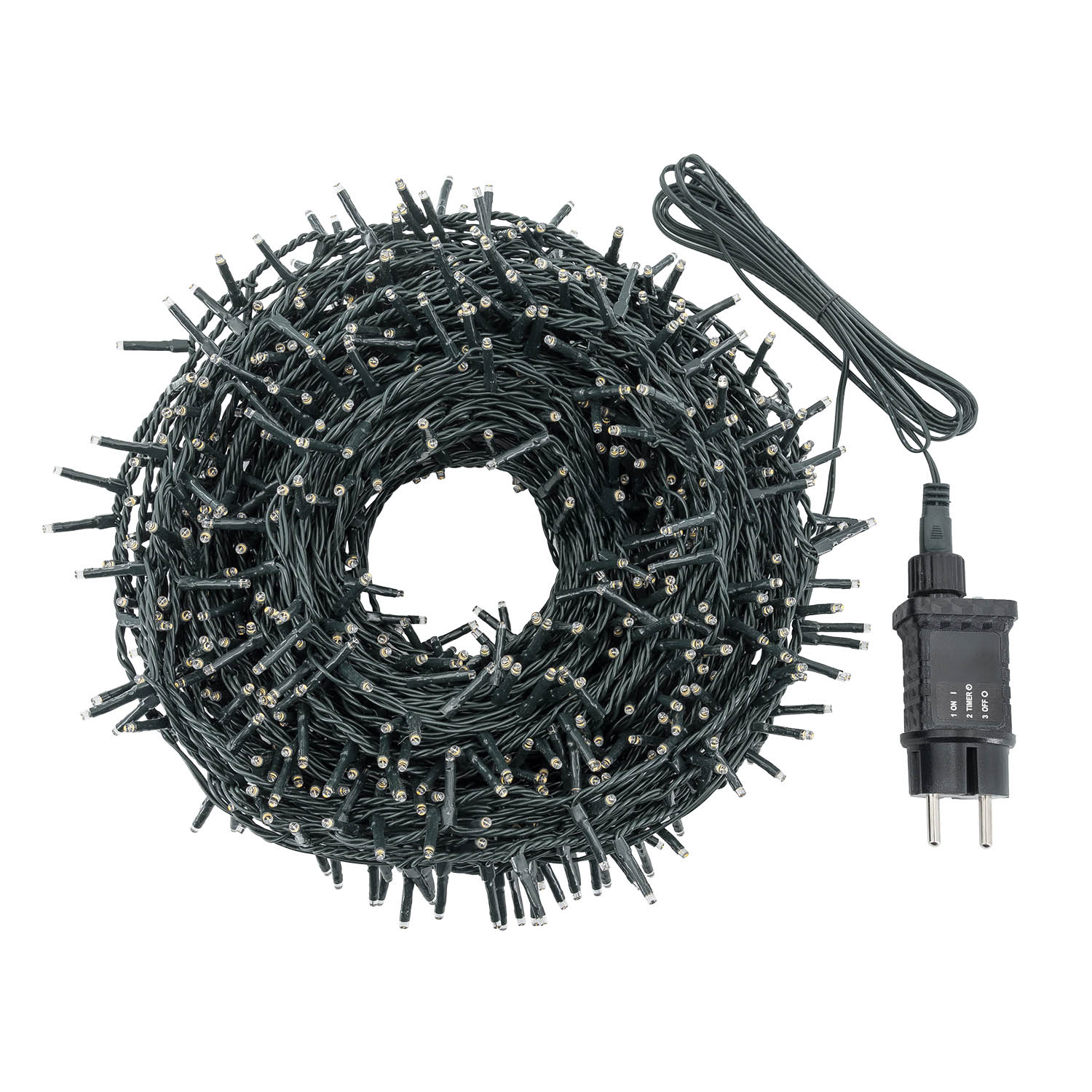 Catena 30 m, 1000 miniled bianco caldo, cavo verde 4