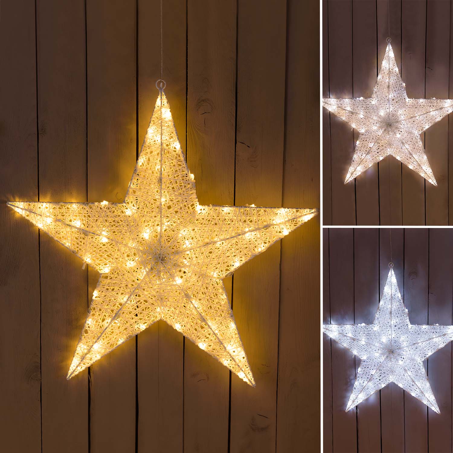 Étoile Blanche 3D Ø 55 cm, LED blanc chaud et froid Étoile Blanche 3D Ø 55 cm, LED blanc chaud et froid