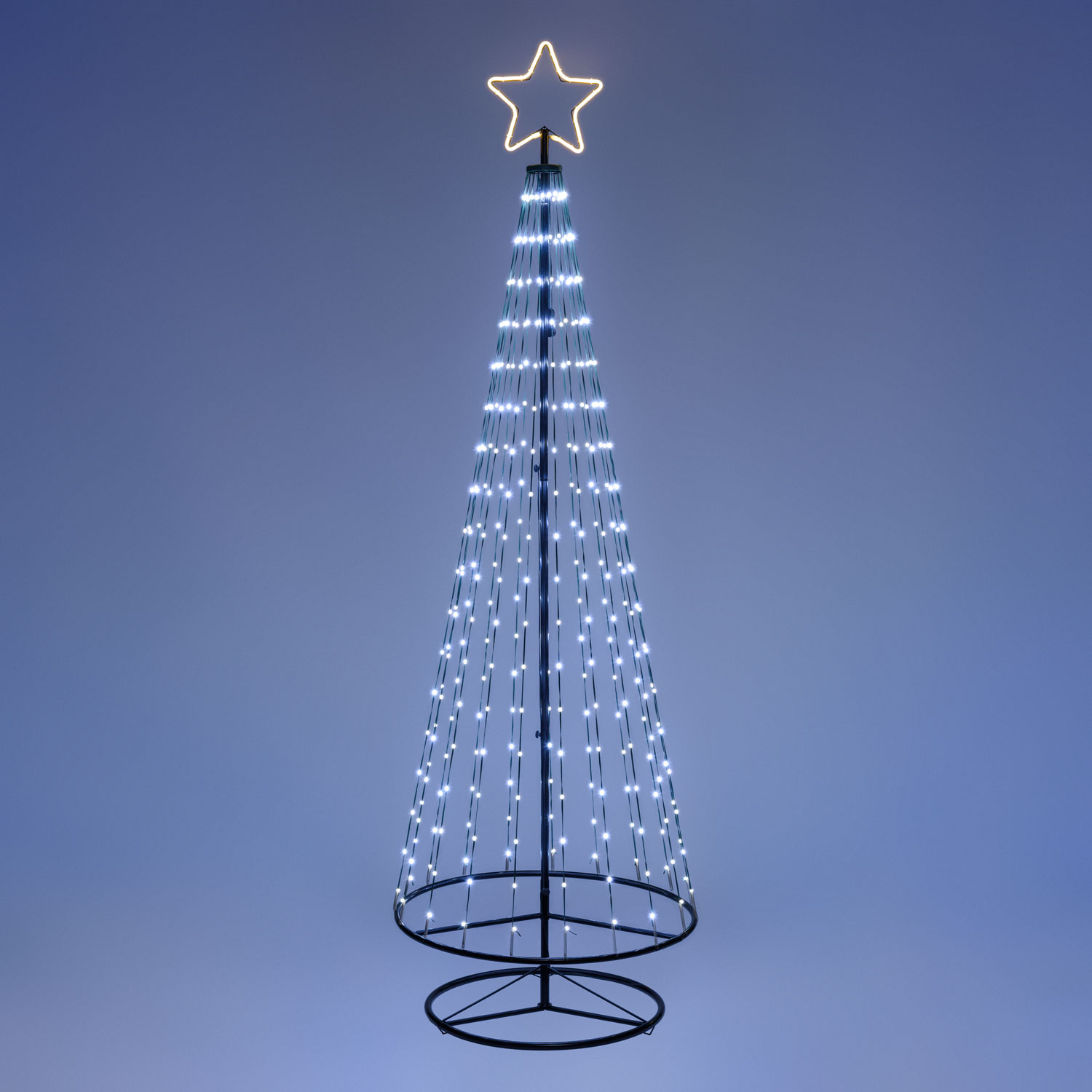 Faltbarer Kegelbaum, h. 240 cm, Pixel LEDs kalt- und warmweiß, grünes Kabel 4 Faltbarer Kegelbaum, h. 240 cm, Pixel LEDs kalt- und warmweiß, grünes Kabel 4